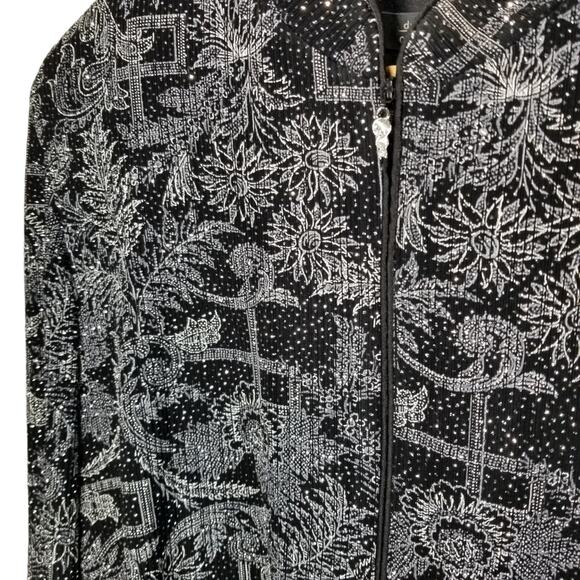 Dressbarn Jacket Womens 16 Plus Black Silver Glitter Dress Zip up - Picture 3 of 6
